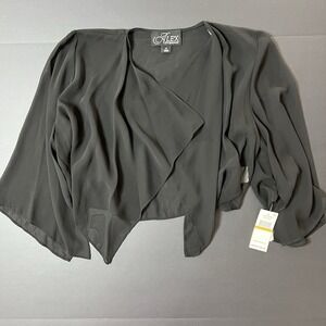 Alex Evenings Black Chiffon Callie Cover Up Top Womens S Bolero Sheer Boho NWT